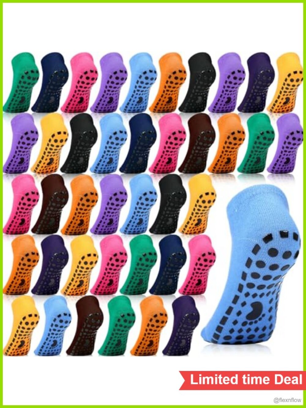 40 Pairs Non Slip Yoga Socks for Women Cotton Pilates Barre Ballet Socks
